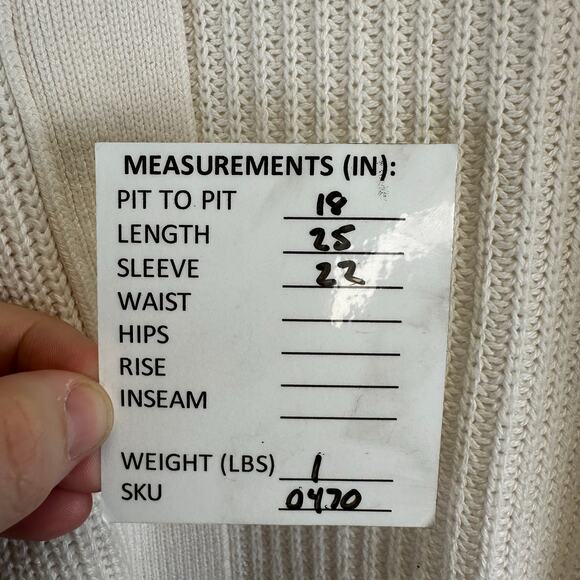 Loft Cream Tight Knit Open Relaxed Cardigan Sweater Womens XS Petite Fisherman - Picture 14 of 14